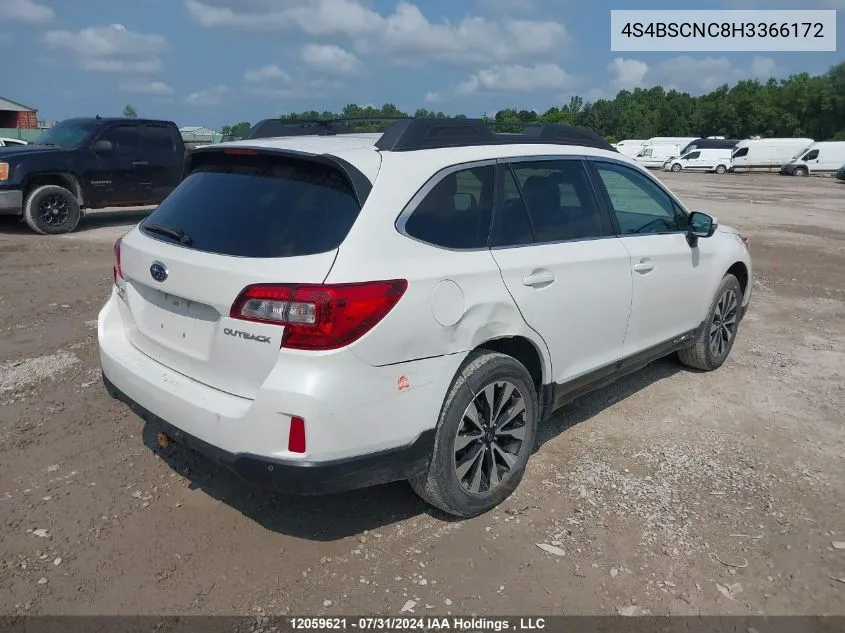 4S4BSCNC8H3366172 2017 Subaru Outback 2.5I Limited