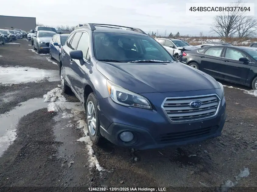 4S4BSCAC8H3377694 2017 Subaru Outback 2.5I