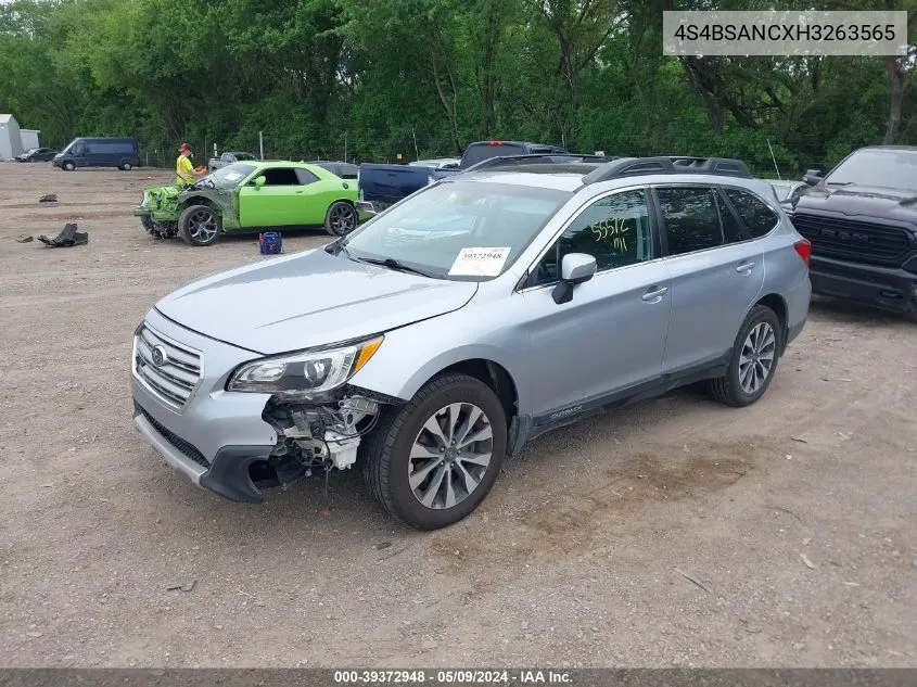 2017 Subaru Outback 2.5I Limited VIN: 4S4BSANCXH3263565 Lot: 39372948