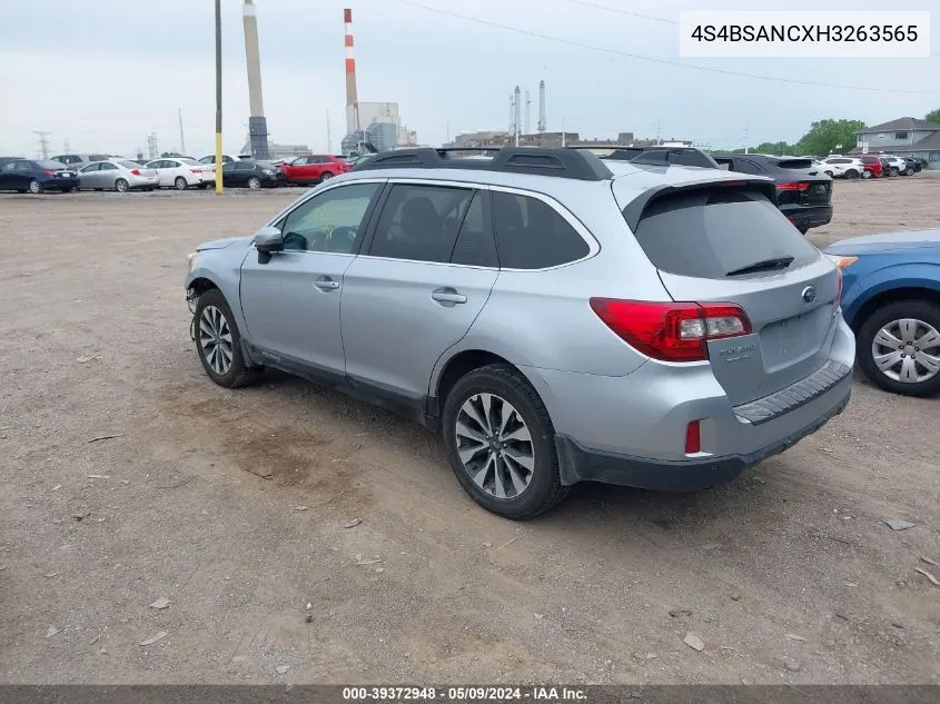 2017 Subaru Outback 2.5I Limited VIN: 4S4BSANCXH3263565 Lot: 39372948