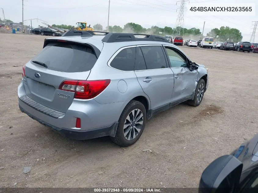 4S4BSANCXH3263565 2017 Subaru Outback 2.5I Limited