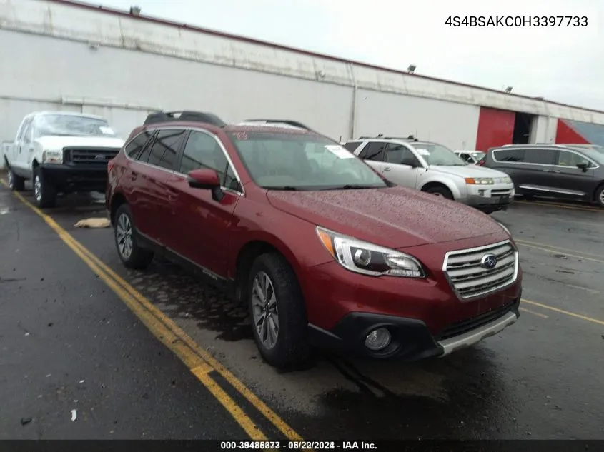 2017 Subaru Outback 2.5I Limited VIN: 4S4BSAKC0H3397733 Lot: 39485373