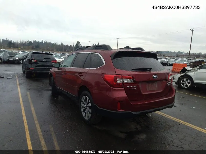 4S4BSAKC0H3397733 2017 Subaru Outback 2.5I Limited