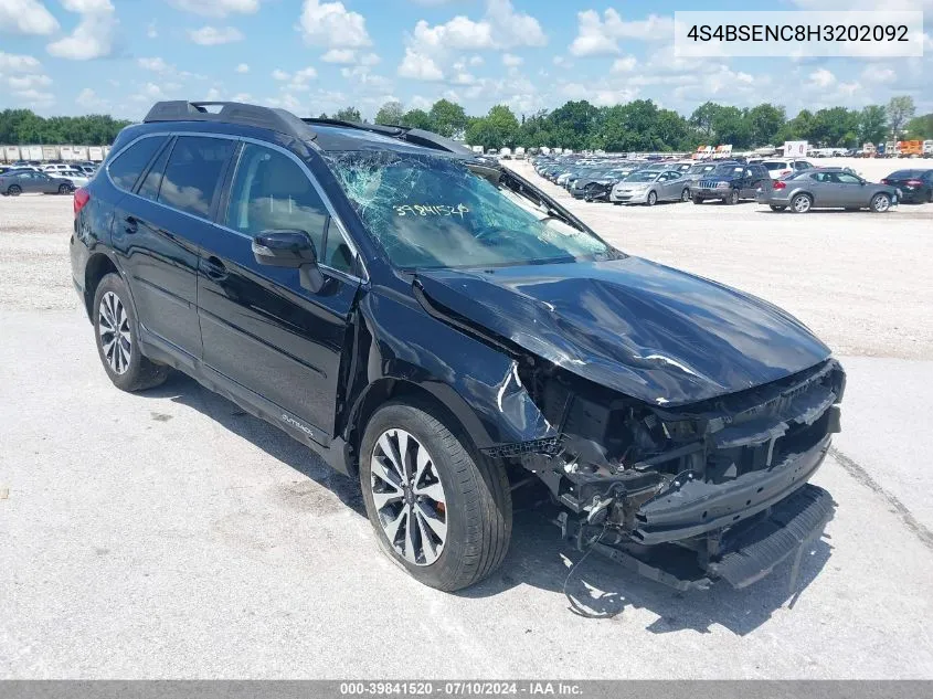 4S4BSENC8H3202092 2017 Subaru Outback 3.6R Limited