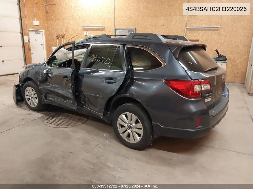 4S4BSAHC2H3220026 2017 Subaru Outback 2.5I Premium