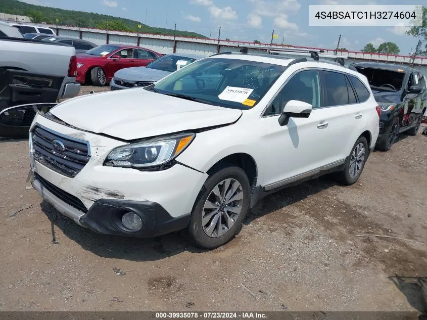 2017 Subaru Outback 2.5I Touring VIN: 4S4BSATC1H3274604 Lot: 39935078