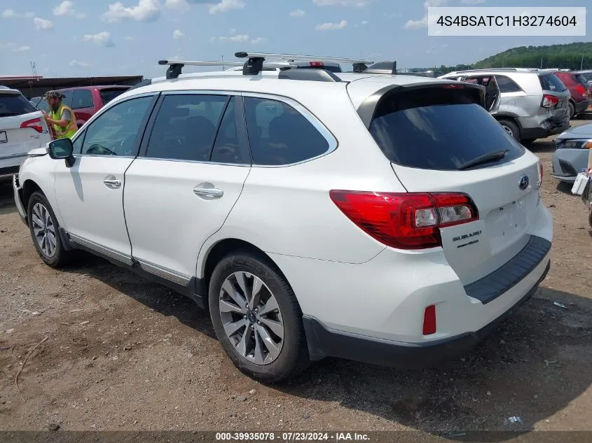 2017 Subaru Outback 2.5I Touring VIN: 4S4BSATC1H3274604 Lot: 39935078