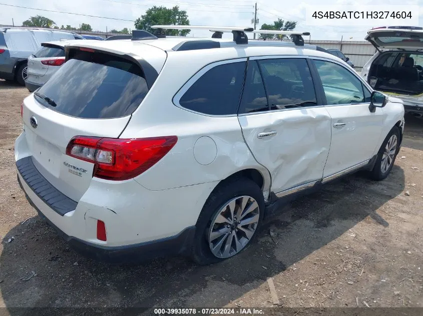 2017 Subaru Outback 2.5I Touring VIN: 4S4BSATC1H3274604 Lot: 39935078