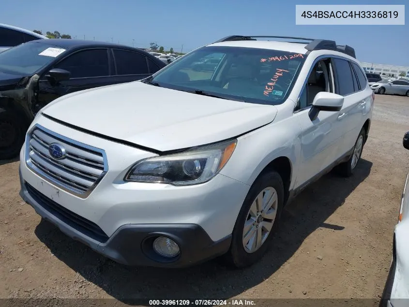 4S4BSACC4H3336819 2017 Subaru Outback 2.5I Premium