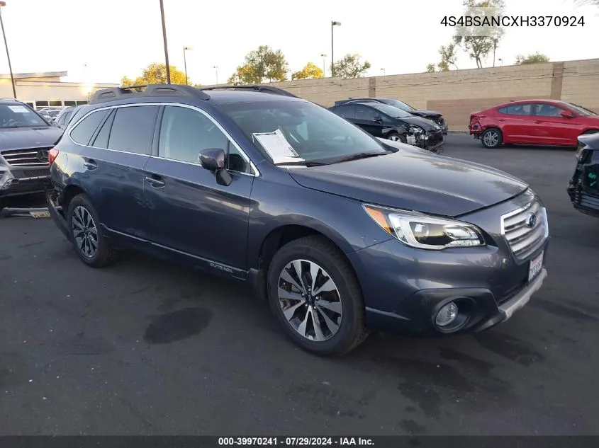 4S4BSANCXH3370924 2017 Subaru Outback 2.5I Limited