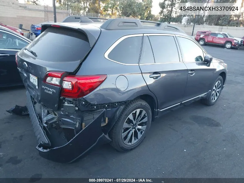 2017 Subaru Outback 2.5I Limited VIN: 4S4BSANCXH3370924 Lot: 39970241