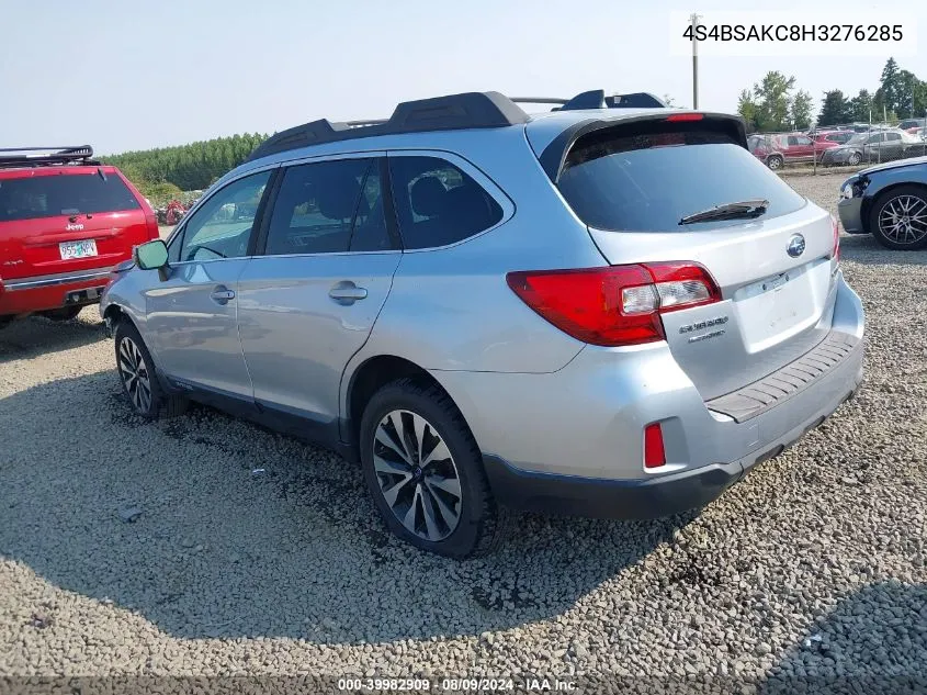 4S4BSAKC8H3276285 2017 Subaru Outback 2.5I Limited