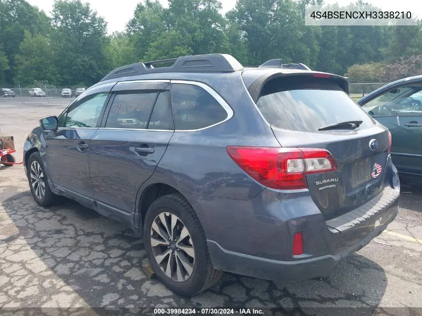 2017 Subaru Outback 3.6R Limited VIN: 4S4BSENCXH3338210 Lot: 39984234