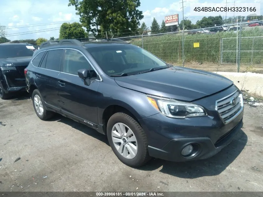 2017 Subaru Outback 2.5I Premium VIN: 4S4BSACC8H3323166 Lot: 39986181