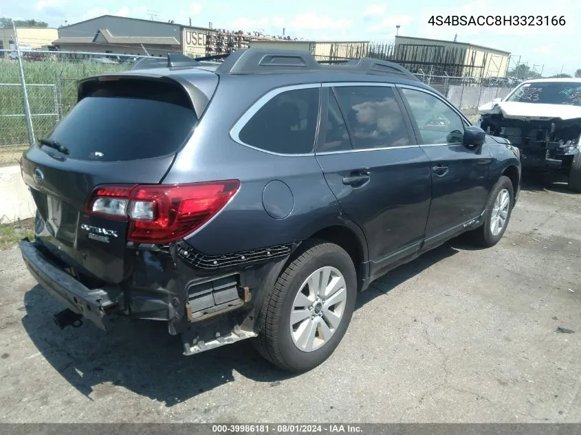 2017 Subaru Outback 2.5I Premium VIN: 4S4BSACC8H3323166 Lot: 39986181