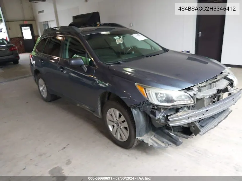 4S4BSACC2H3346412 2017 Subaru Outback 2.5I Premium