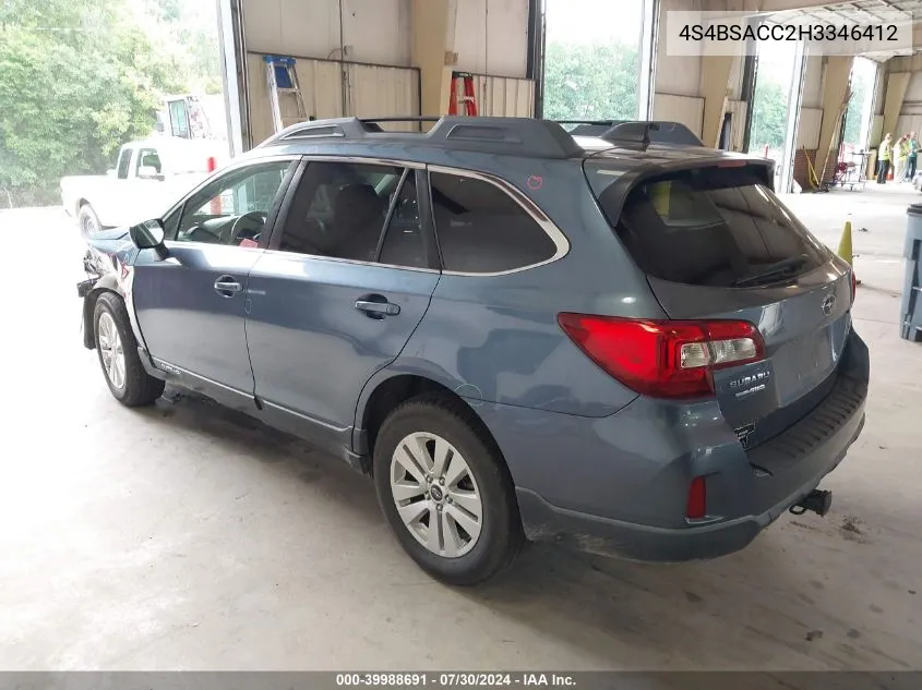 4S4BSACC2H3346412 2017 Subaru Outback 2.5I Premium