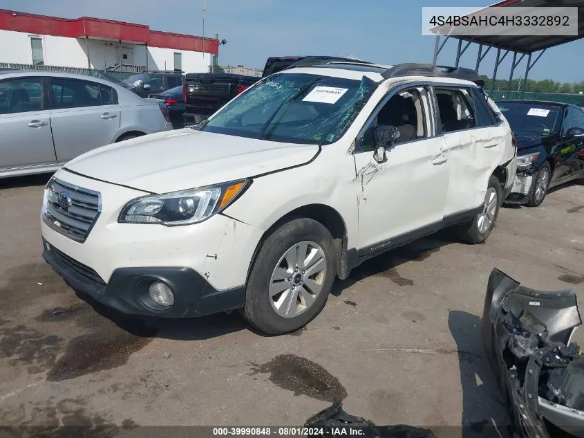 4S4BSAHC4H3332892 2017 Subaru Outback 2.5I Premium