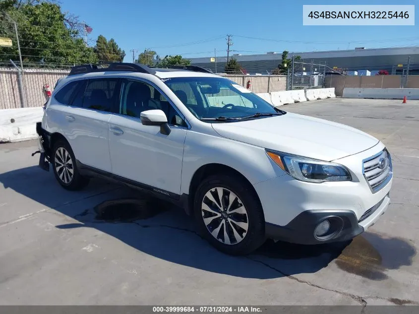 2017 Subaru Outback 2.5I Limited VIN: 4S4BSANCXH3225446 Lot: 39999684