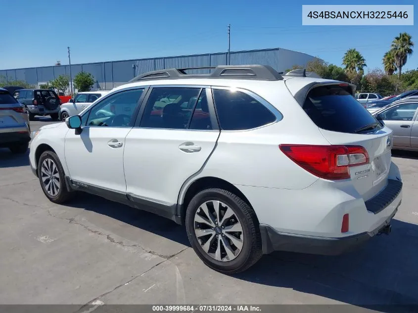 2017 Subaru Outback 2.5I Limited VIN: 4S4BSANCXH3225446 Lot: 39999684