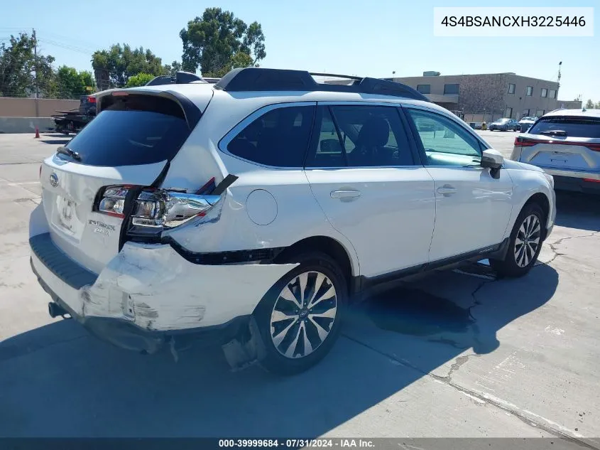 2017 Subaru Outback 2.5I Limited VIN: 4S4BSANCXH3225446 Lot: 39999684