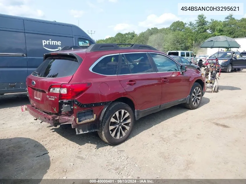 2017 Subaru Outback 2.5I Limited VIN: 4S4BSANC0H3295621 Lot: 40000401