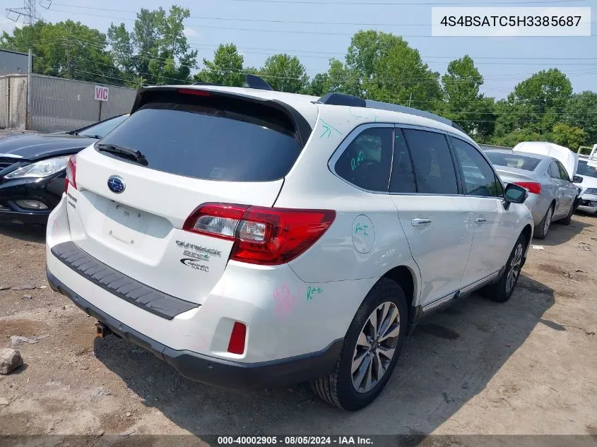 2017 Subaru Outback Touring VIN: 4S4BSATC5H3385687 Lot: 40002905