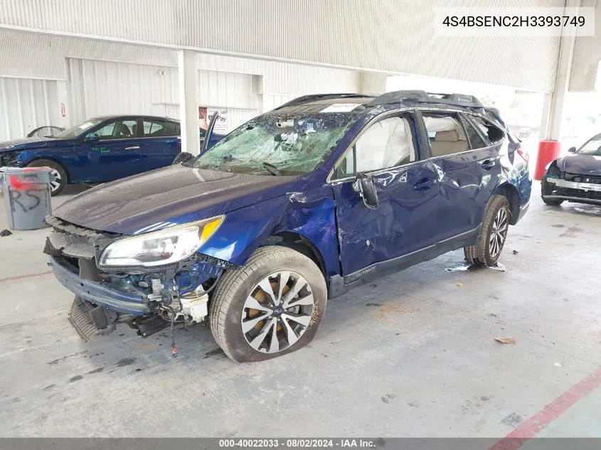 2017 Subaru Outback 3.6R Limited VIN: 4S4BSENC2H3393749 Lot: 40022033