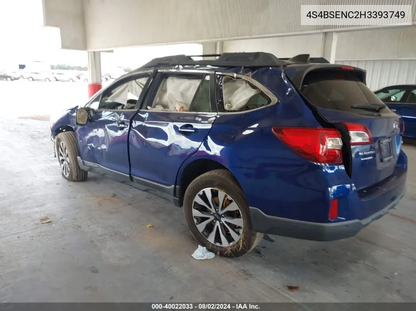 4S4BSENC2H3393749 2017 Subaru Outback 3.6R Limited