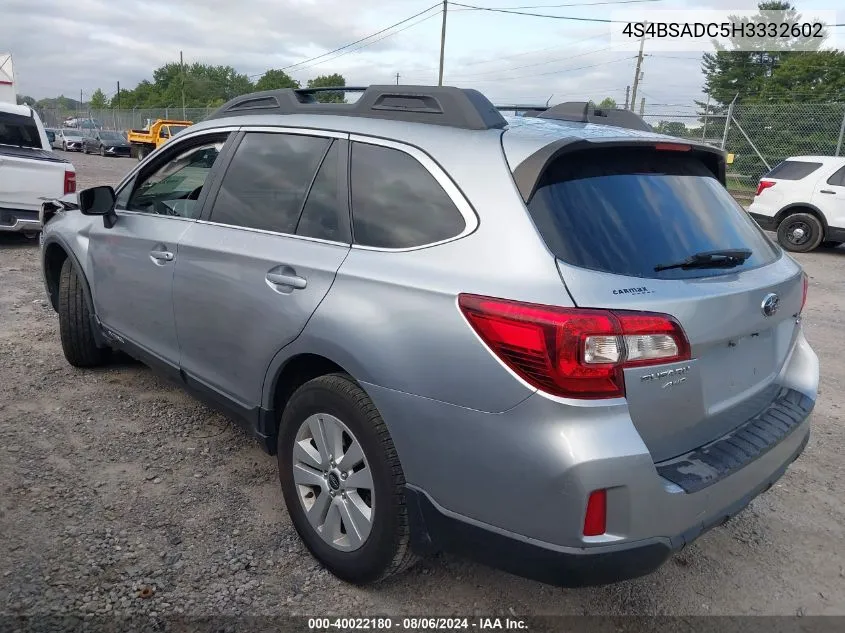 4S4BSADC5H3332602 2017 Subaru Outback 2.5I Premium