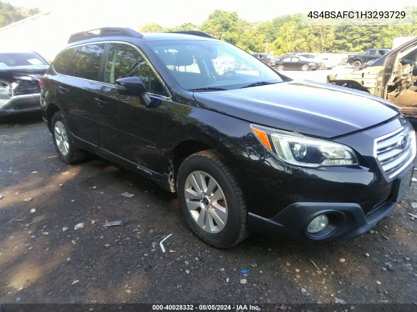 2017 Subaru Outback 2.5I Premium VIN: 4S4BSAFC1H3293729 Lot: 40028332