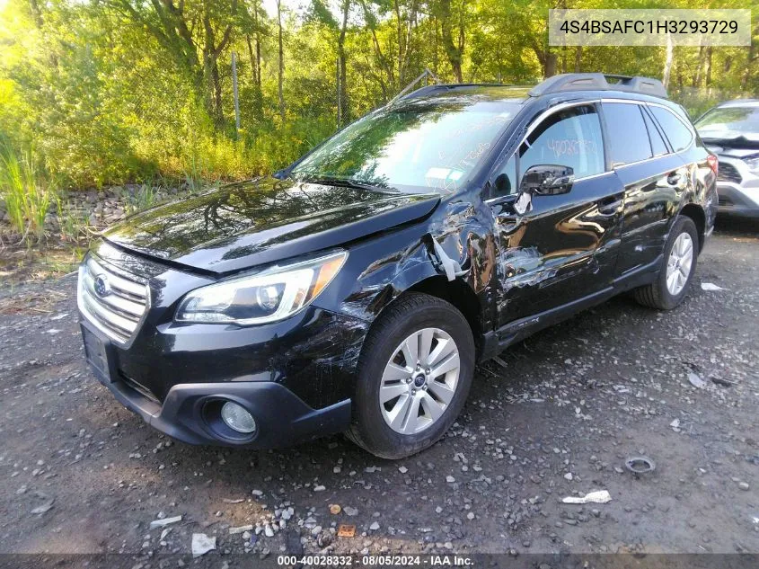 2017 Subaru Outback 2.5I Premium VIN: 4S4BSAFC1H3293729 Lot: 40028332