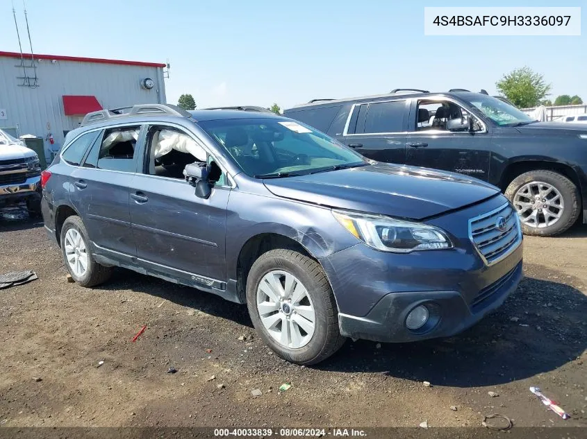 2017 Subaru Outback 2.5I Premium VIN: 4S4BSAFC9H3336097 Lot: 40033839