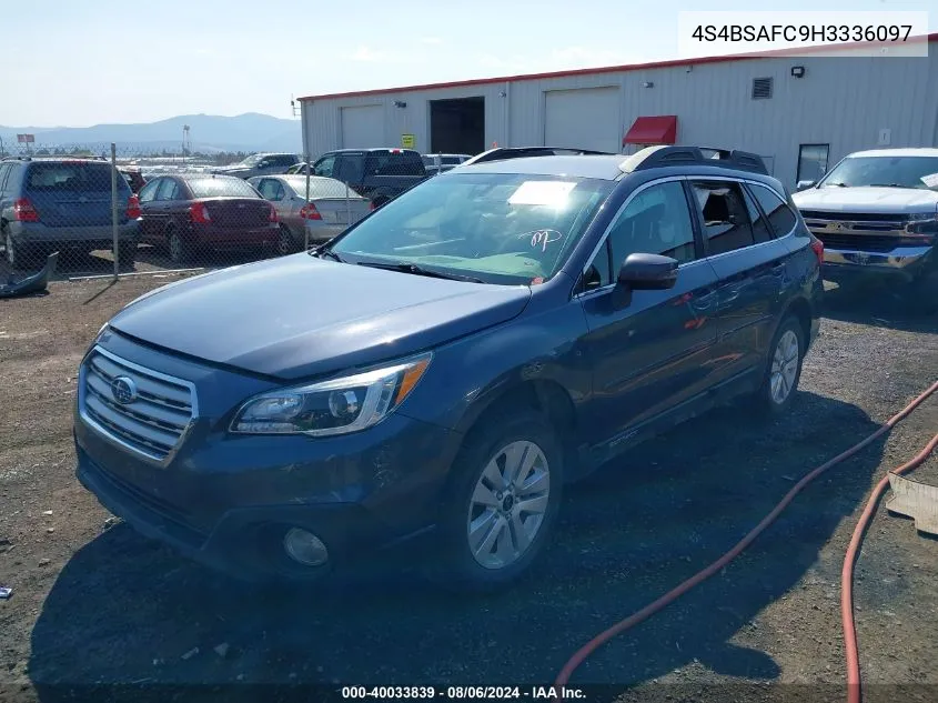 2017 Subaru Outback 2.5I Premium VIN: 4S4BSAFC9H3336097 Lot: 40033839