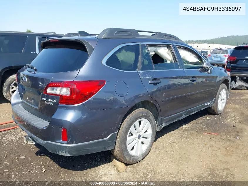 2017 Subaru Outback 2.5I Premium VIN: 4S4BSAFC9H3336097 Lot: 40033839