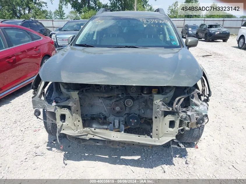 2017 Subaru Outback 2.5I Premium VIN: 4S4BSADC7H3323142 Lot: 40035615