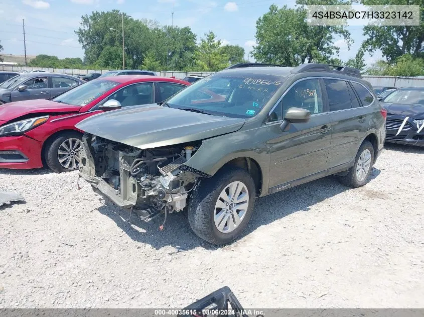 2017 Subaru Outback 2.5I Premium VIN: 4S4BSADC7H3323142 Lot: 40035615