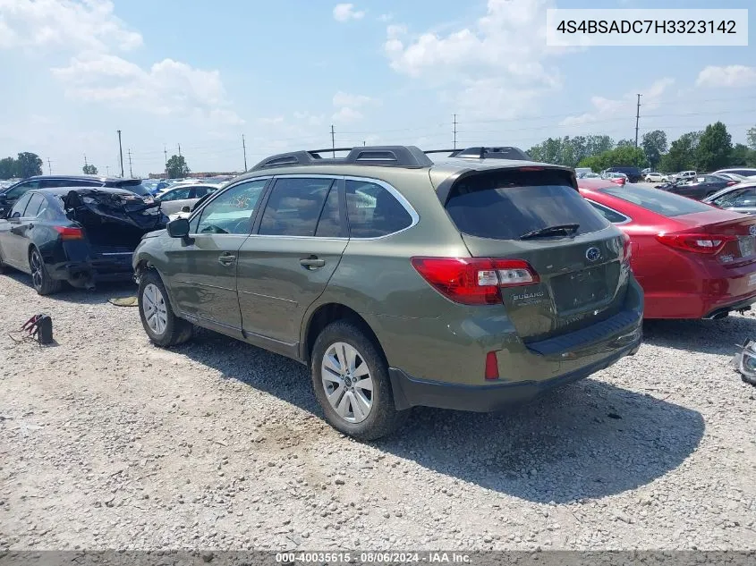 4S4BSADC7H3323142 2017 Subaru Outback 2.5I Premium