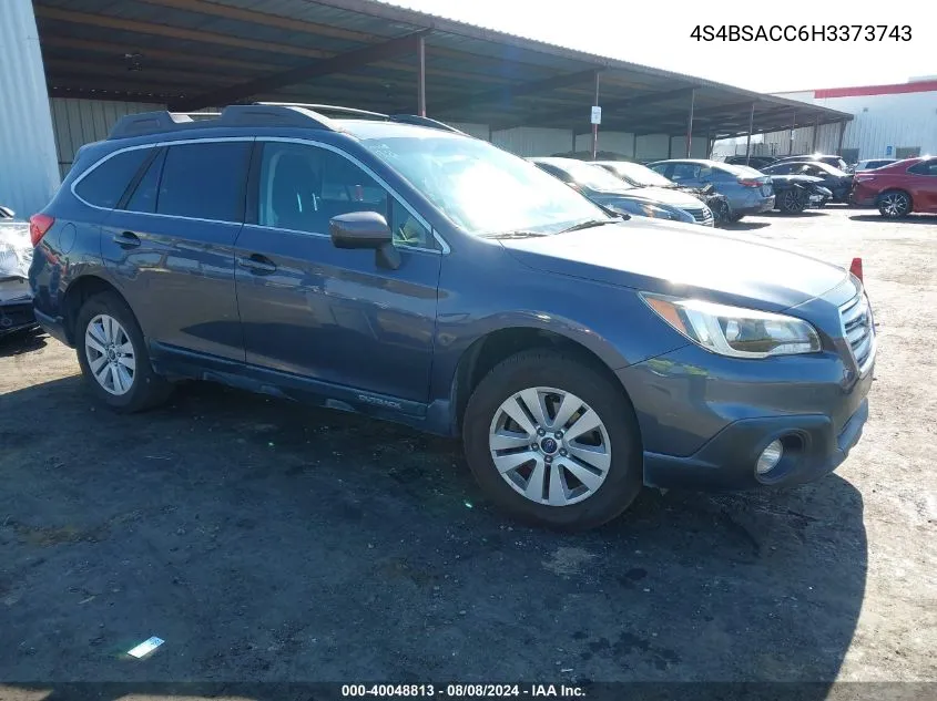 2017 Subaru Outback 2.5I Premium VIN: 4S4BSACC6H3373743 Lot: 40048813