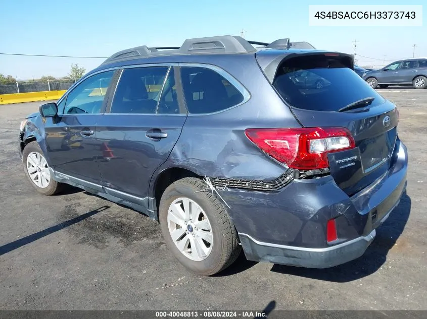 2017 Subaru Outback 2.5I Premium VIN: 4S4BSACC6H3373743 Lot: 40048813