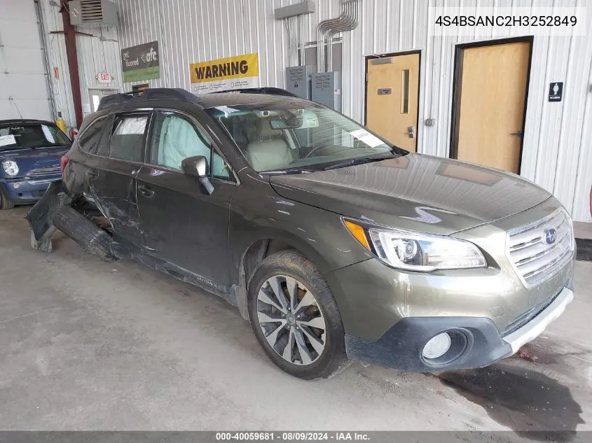 4S4BSANC2H3252849 2017 Subaru Outback 2.5I Limited