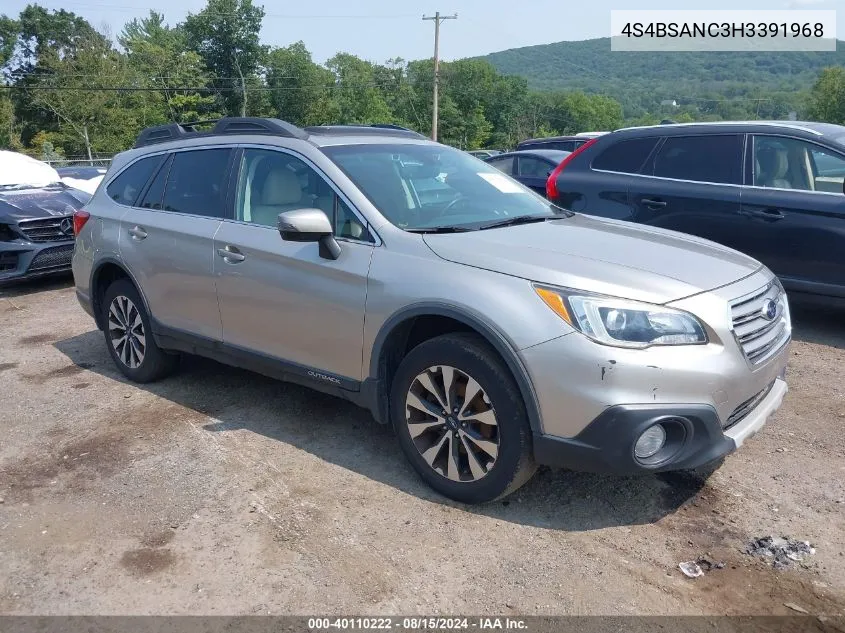 2017 Subaru Outback 2.5I Limited VIN: 4S4BSANC3H3391968 Lot: 40110222