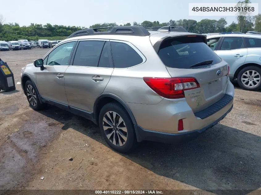 2017 Subaru Outback 2.5I Limited VIN: 4S4BSANC3H3391968 Lot: 40110222