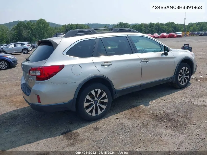 2017 Subaru Outback 2.5I Limited VIN: 4S4BSANC3H3391968 Lot: 40110222