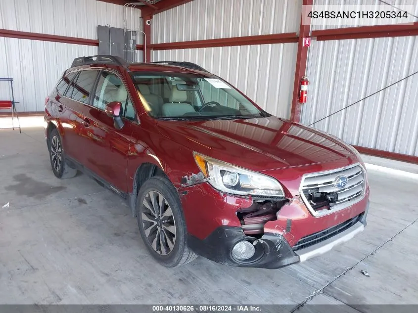 2017 Subaru Outback 2.5I Limited VIN: 4S4BSANC1H3205344 Lot: 40130626