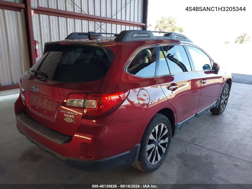 2017 Subaru Outback 2.5I Limited VIN: 4S4BSANC1H3205344 Lot: 40130626