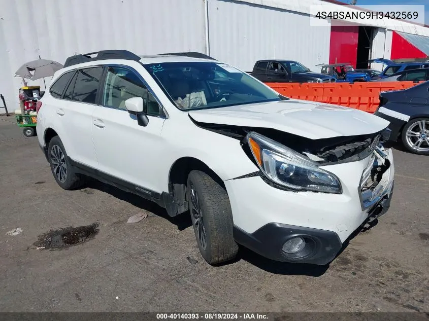 4S4BSANC9H3432569 2017 Subaru Outback 2.5I Limited