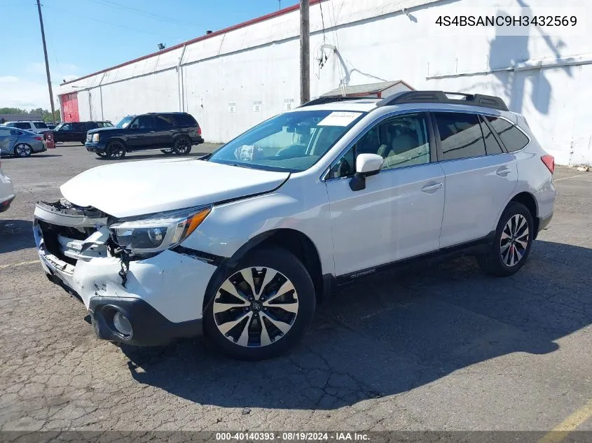 4S4BSANC9H3432569 2017 Subaru Outback 2.5I Limited