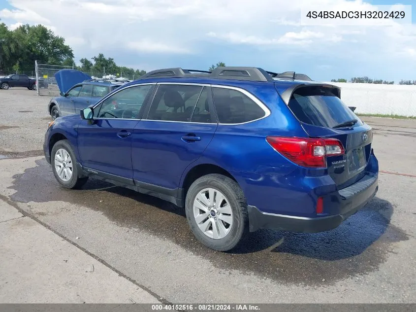 2017 Subaru Outback 2.5I Premium VIN: 4S4BSADC3H3202429 Lot: 40152516