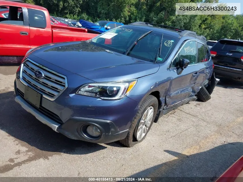 2017 Subaru Outback 2.5I Premium VIN: 4S4BSACC6H3300243 Lot: 40155413